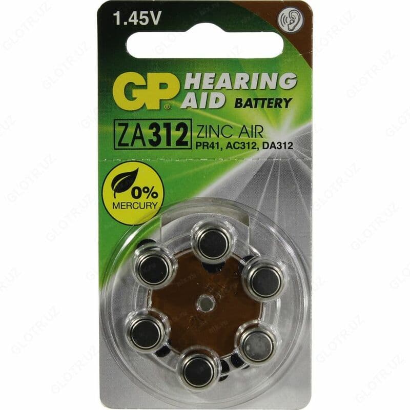 Батарейка GP ZINC-AIR 1.45V (ZA312F) 6*BL — 1