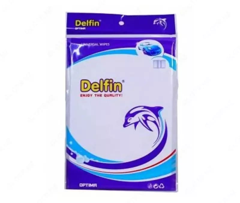 Универсальная салфетка (микрофибра 100%) ”Delfin” Optima, 50 х 36 см, белая (Код - 385) — 1