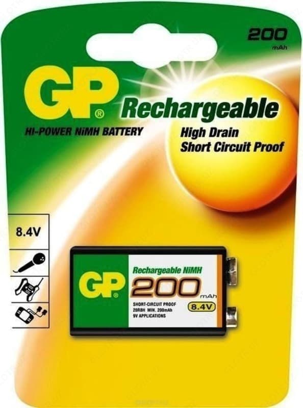 Аккумулятор GP NiMH 8.4V 200mAh (9V) LSD 1*BL — 1