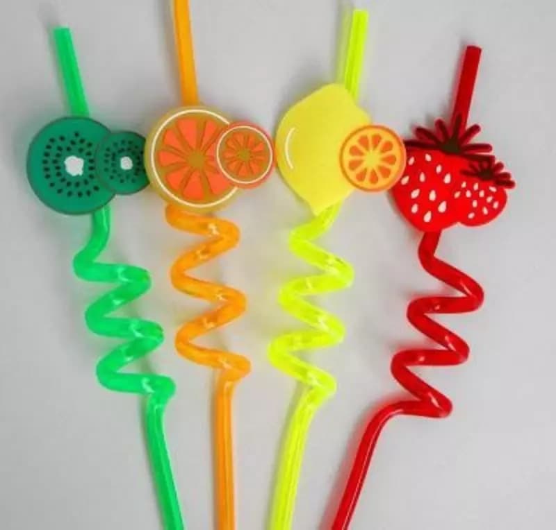 Многоразовые акриловые трубочки Curly Straws в форме фигурных соломинок для питья напитков (4 шт.) — 1