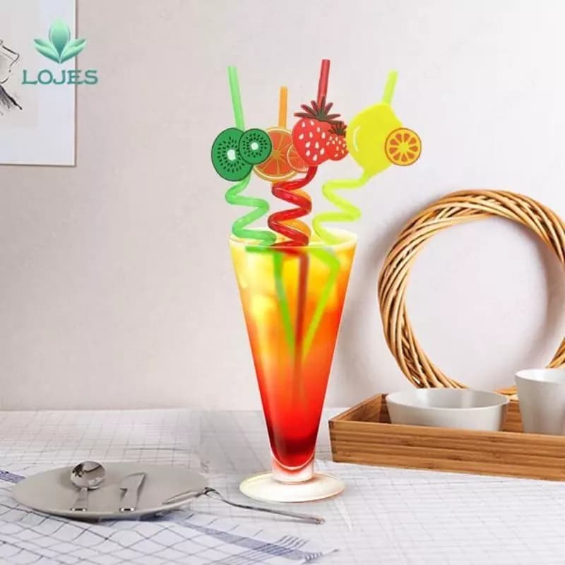 Многоразовые акриловые трубочки Curly Straws в форме фигурных соломинок для питья напитков (4 шт.) — 2