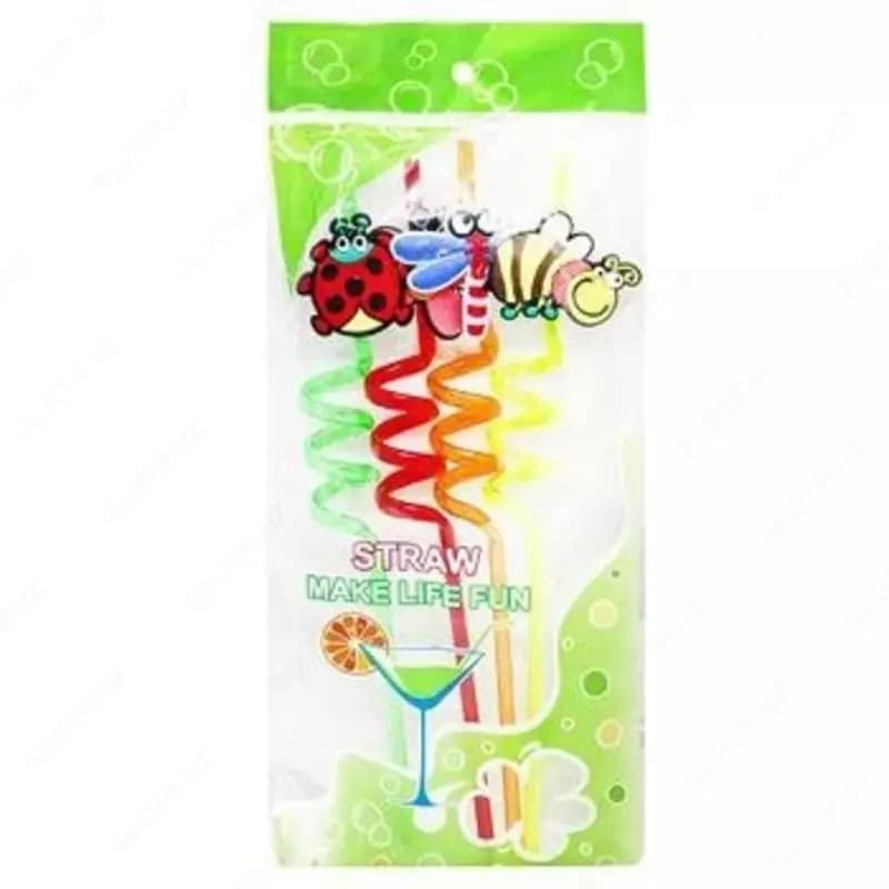 Многоразовые акриловые трубочки Curly Straws в форме фигурных соломинок для питья напитков (4 шт.) — 3