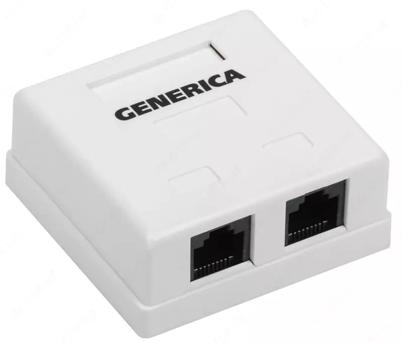 Розетка информационная настенная RJ45 кат. 5Е UTP 2 порта GENERICA — 2