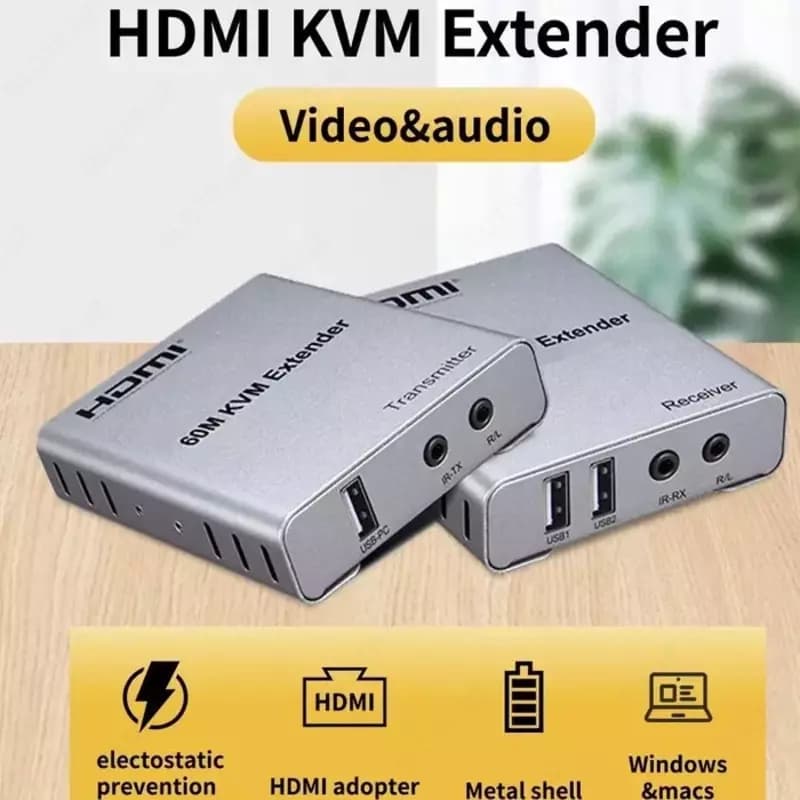 HDMI + USB удлинитель 60М 1080p, HDMI USB Extender 60M , Lan, Ethernet — 1