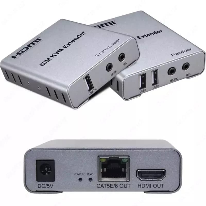 HDMI + USB удлинитель 60М 1080p, HDMI USB Extender 60M , Lan, Ethernet — 5