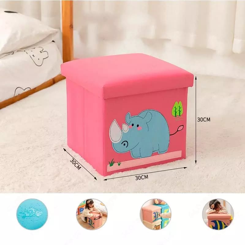 Коробка для игрушек+табуретка 2в1 28*27см из кожи — 3