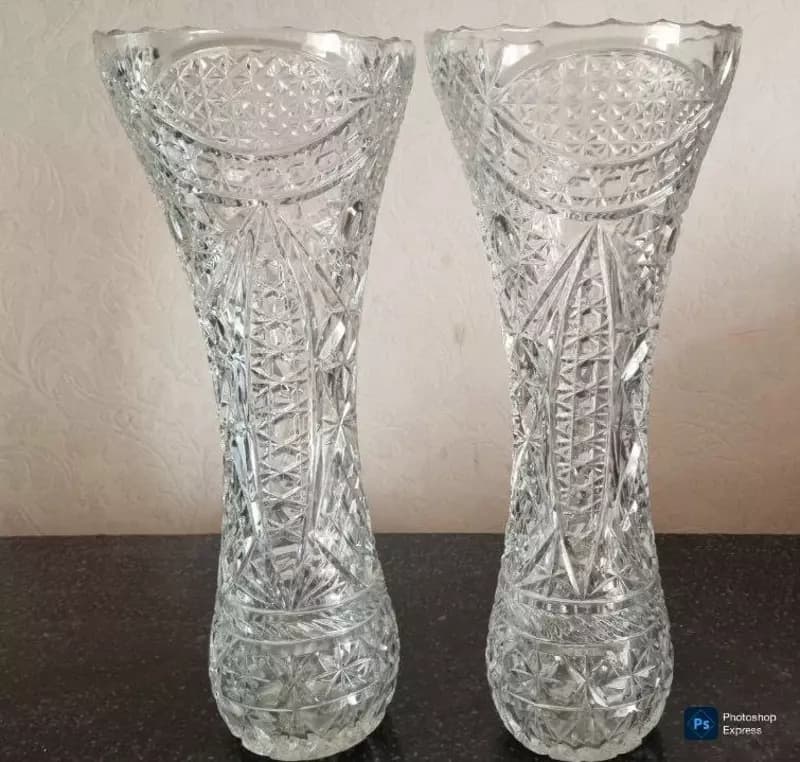 Ваза для цветов, хрусталь, СССР, 2 шт., новые. — 1