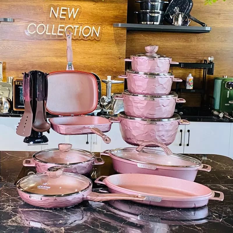 Набор кастрюль с гранитным покрытием от Life Smile, 9 предметов — 1