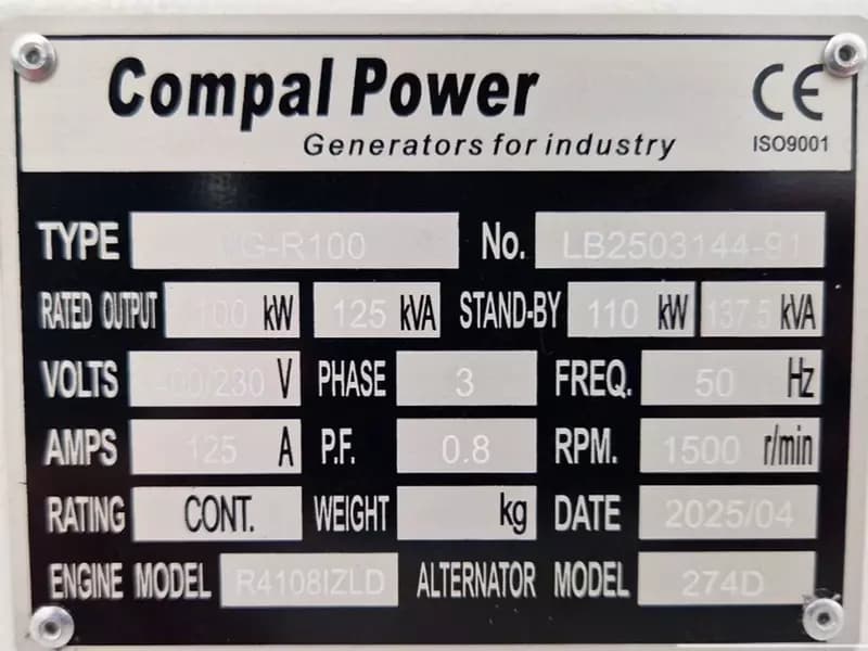 Электрогенератор Unused 2025 Compal Power VG-R100 — 8