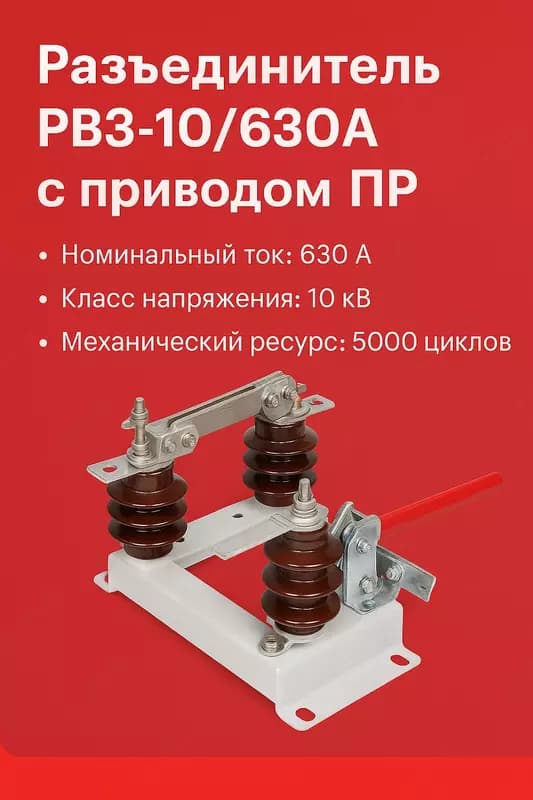 Разъединитель РВЗ-10/630А с приводом ПР — 1