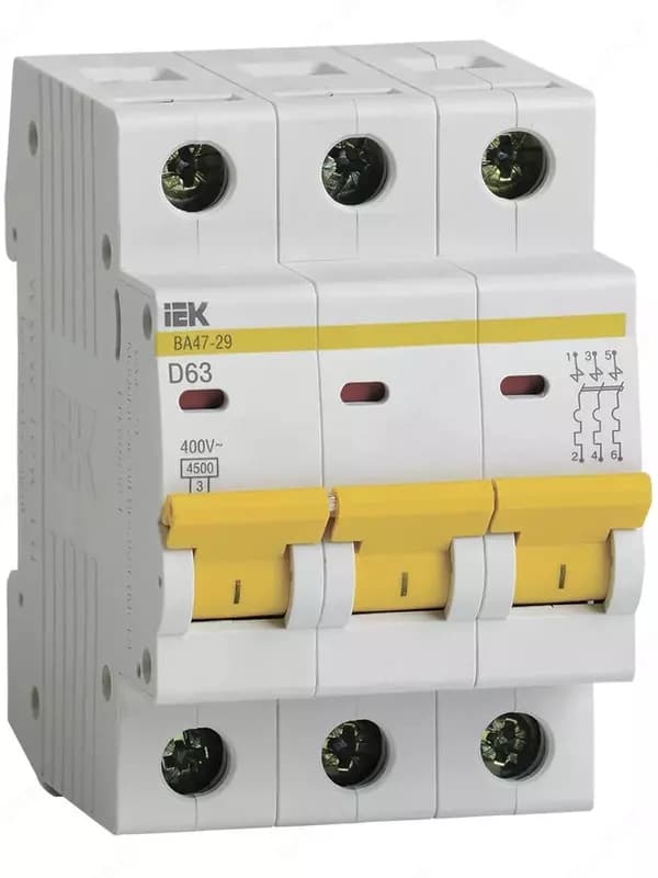 Автоматический выключатель ”IEK” ВА 47-29, 3Р, 63А, 4,5кА — 1
