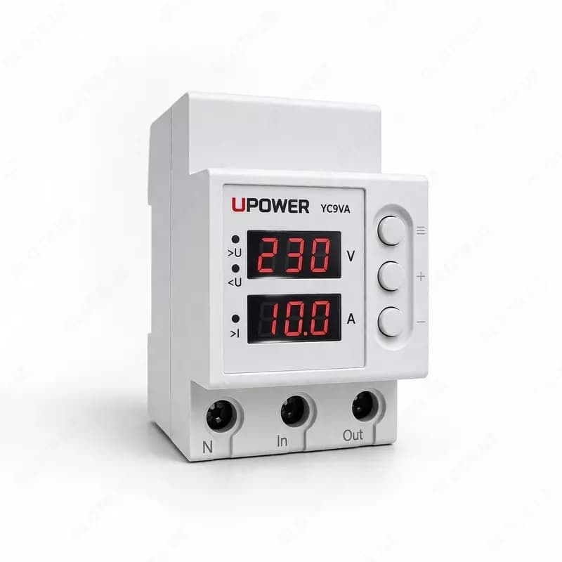 Реле напряжения с контролем тока "UPOWER" YC9VA, 1-63А, АС 230В — 2