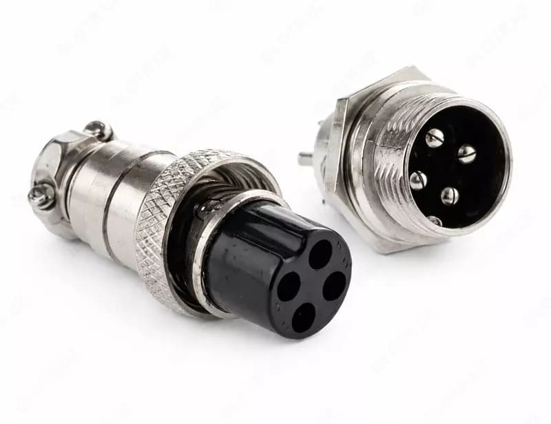 Разъем GX16 4PIN металл, комплект мама папа — 1
