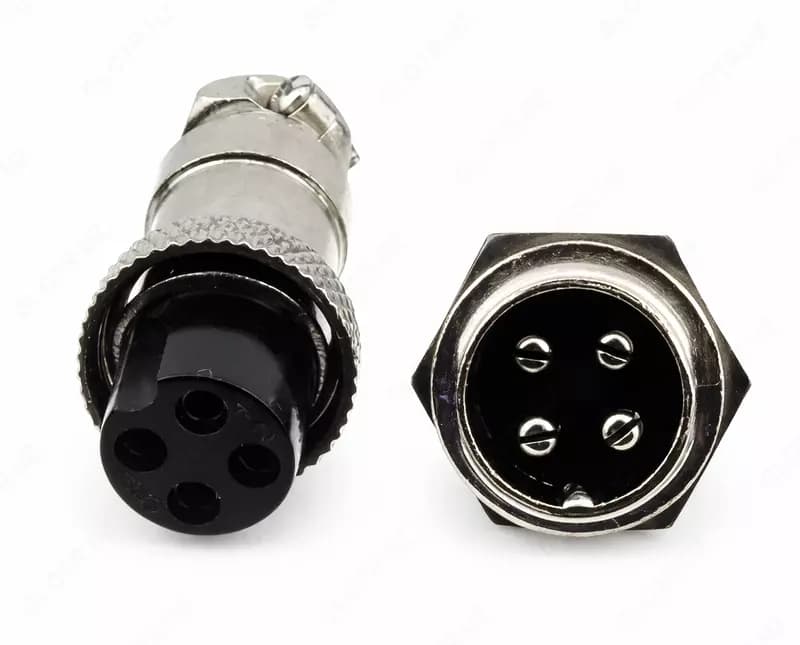 Разъем GX16 4PIN металл, комплект мама папа — 2