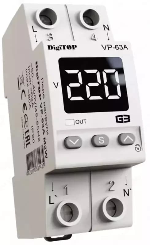 Реле напряжения ”DigiTOP” VP-63A M2W — 2