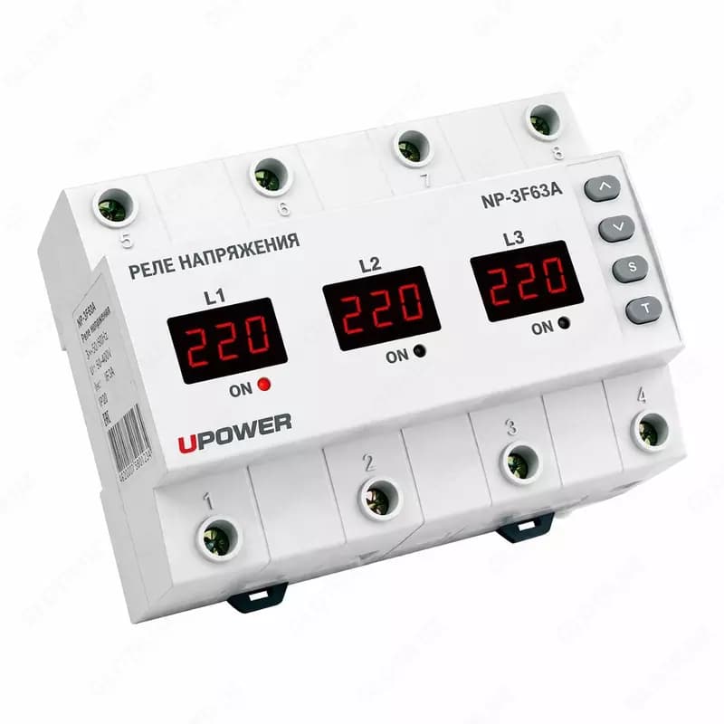 Реле напряжения "UPOWER" NP6-VA, 3 фазы, 63А, 140/280В — 1