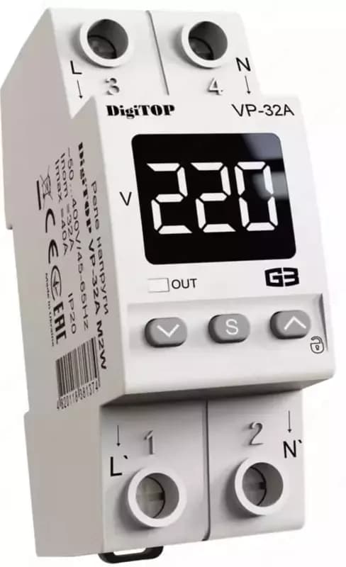 Реле напряжения ”DigiTOP” VP-32A M2W — 2
