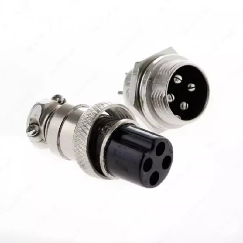 Разъем GX16 4PIN металл, комплект мама папа — 1