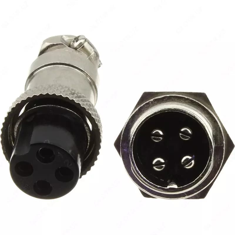 Разъем GX16 4PIN металл, комплект мама папа — 2