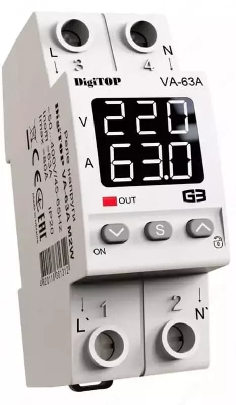 Реле напряжения ”DigiTOP” VA-63A M2W — 2