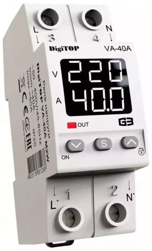 Реле напряжения ”DigiTOP” VA-40A M2W — 2