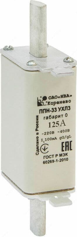 Плавкая вставка ППН33 125А габарит 0 — 1