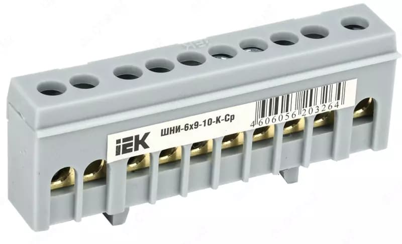 Шина L ”фаза” в корпусном изоляторе на DIN-рейку ШНИ-6х9-10-К-Ср IEK — 1