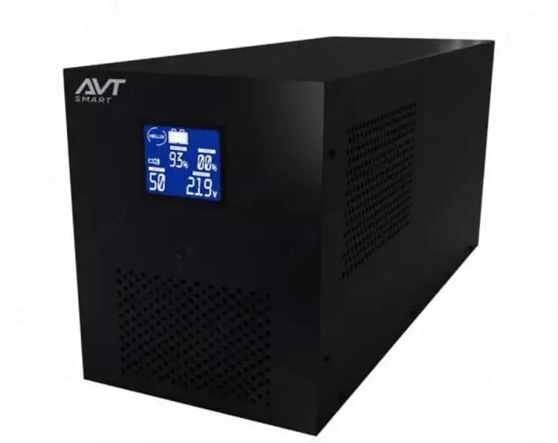 Источник бесперебойного питания (UPS) "Avtech" SMART AVT-3000 LED AVR LCD, 3kVA, 1800ВТ, 145-290V, 4х12В/9А-ч MHB, 3 розетки USB, RJ45 — 1