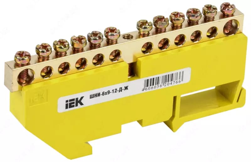 Шина PE ”земля” на DIN-изоляторе ШНИ-6х9-12-Д-Ж IEK — 1