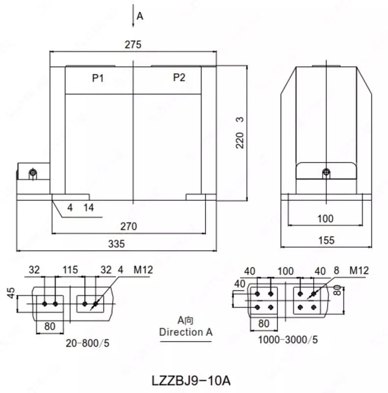 Трансформатор тока LZZBJ9-10 (50-100-200-300-400/5) — 5