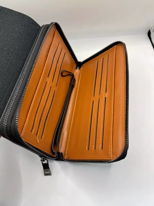 Мужской кожаный портмоне Hermes в чёрном цвете — 3