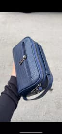Мужская сумка Барсетка Hermès стиль (тёмно-синяя, крокодиловая экокожа)
