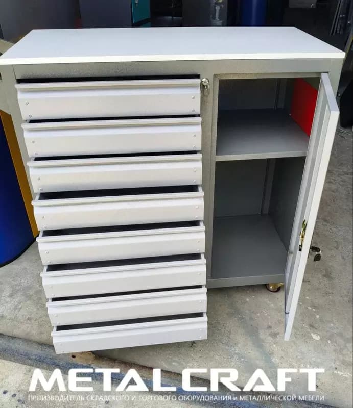 Инструментальная тележка (мобильная) "Metalcraft", металл, 1000x475x980 мм, 8 ящ., 2 полки — 2