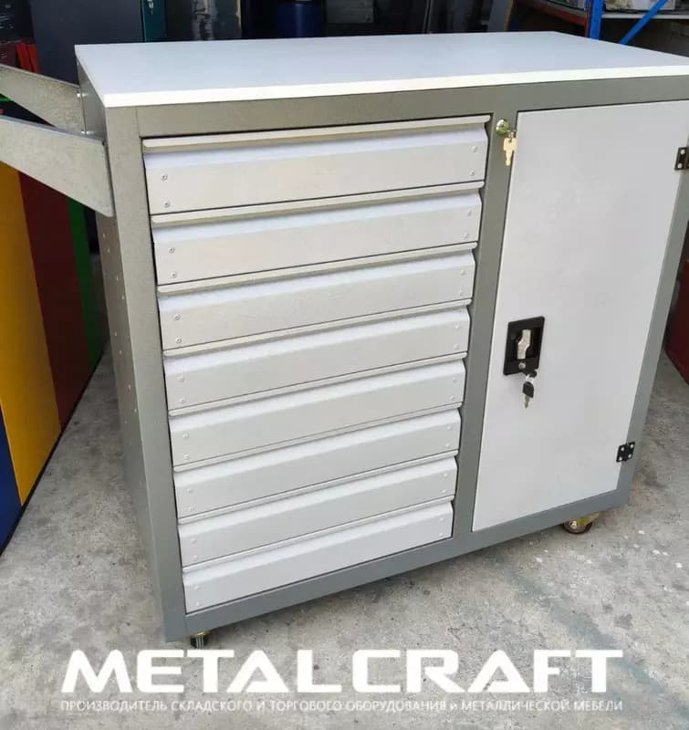 Инструментальная тележка (мобильная) "Metalcraft", металл, 1000x475x980 мм, 8 ящ., 2 полки — 3