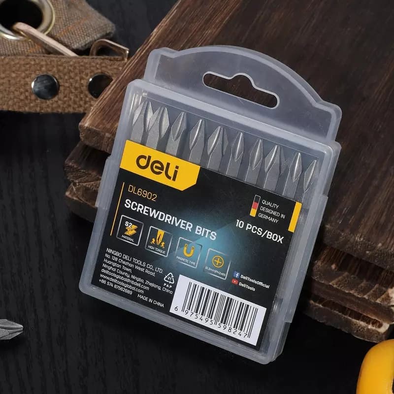 Биты в наборе 10шт PH2x65mm EDL6902 Deli — 2