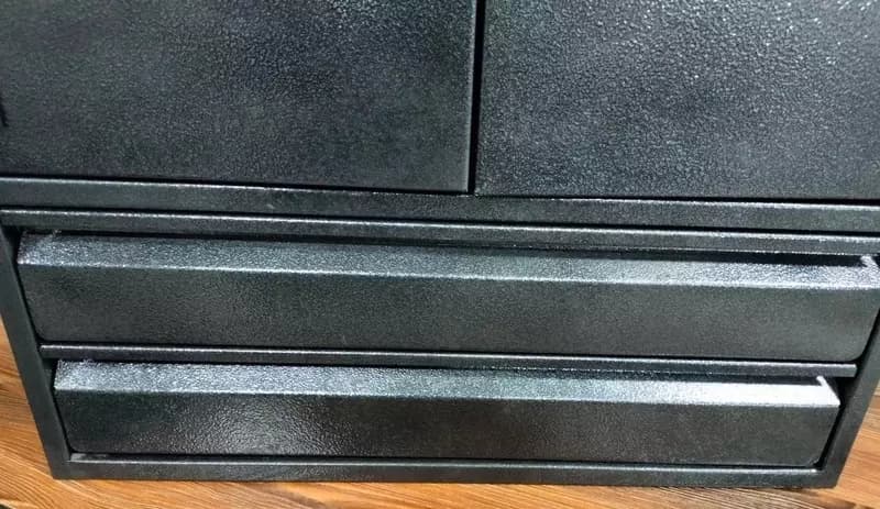 Металлический шкаф для инструментов (настенный) "Metalcraft" 2 секции, 2 выдв. ящика, перф. панель, 655×280×810 мм — 3