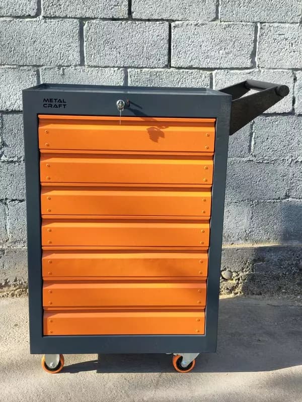 Инструментальная тележка (мобильная) "Metalcraft", металл, 940х600(770)х450 мм, 7 ящ. г/п до 50 кг (Серая/желтая) — 1