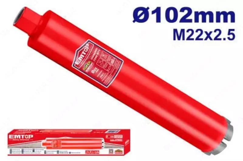 Алмазная коронка ”EMTOP” EDHC145102, d 102 мм, M22 x 2,5 — 2