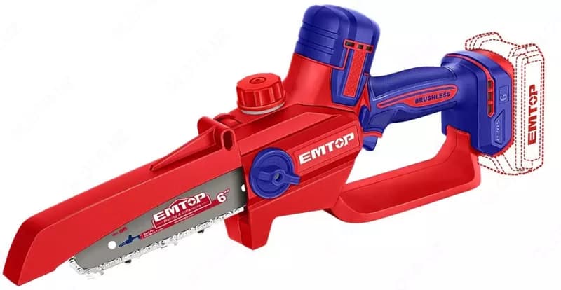 Аккумуляторная цепная пила ”EMTOP” ELGA2066, 6”, скорость 11 м/с, 20В — 1