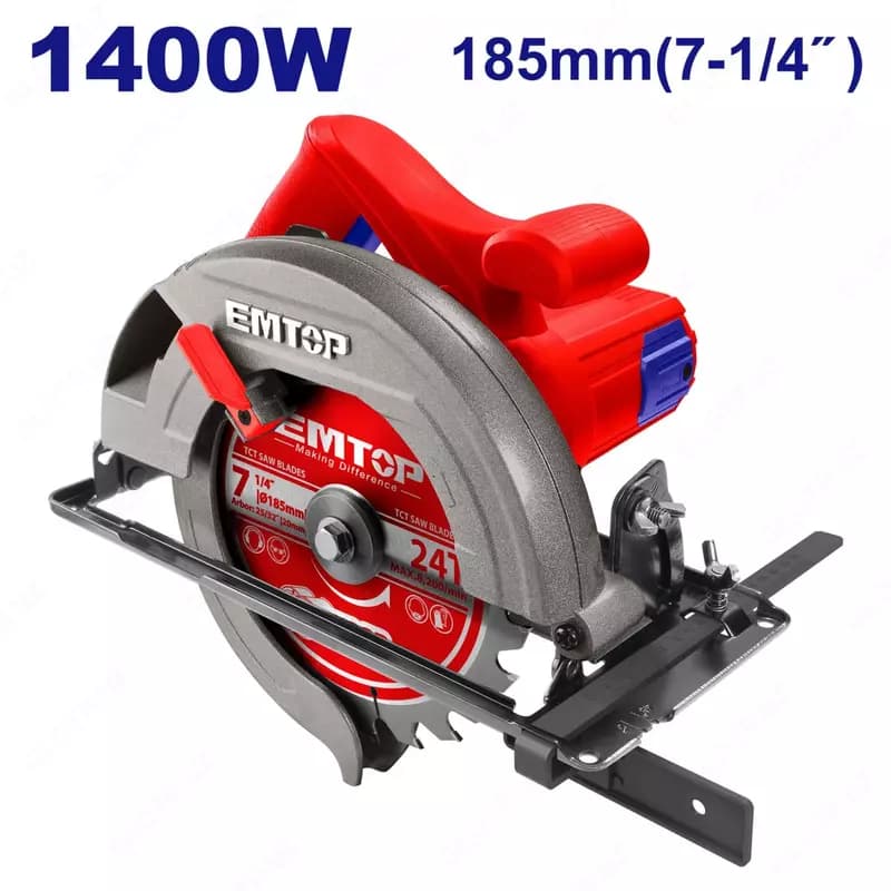 Дисковая циркулярная пила ”EMTOP” ECSW1852, 1400Вт, 185 мм, 1/4” — 2