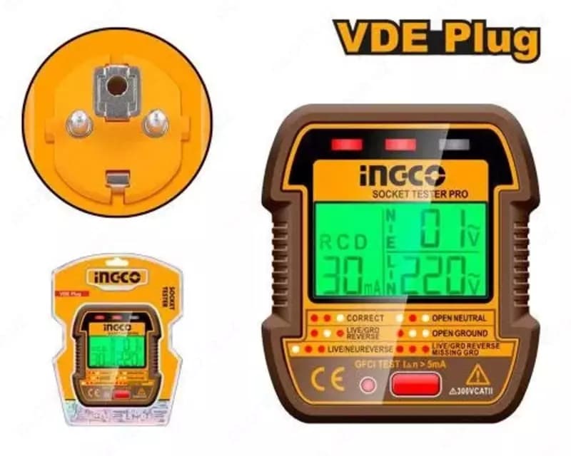 Тестер розеток и УЗО HESST30011 INGCO HESST30011 INDUSTRIAL — 1