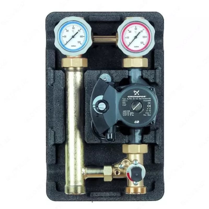 CALEFFI Насосная группа со автоматическим смесителем для коллекторов с насосом Grundfos ALPHA2 L 25-60 — 1