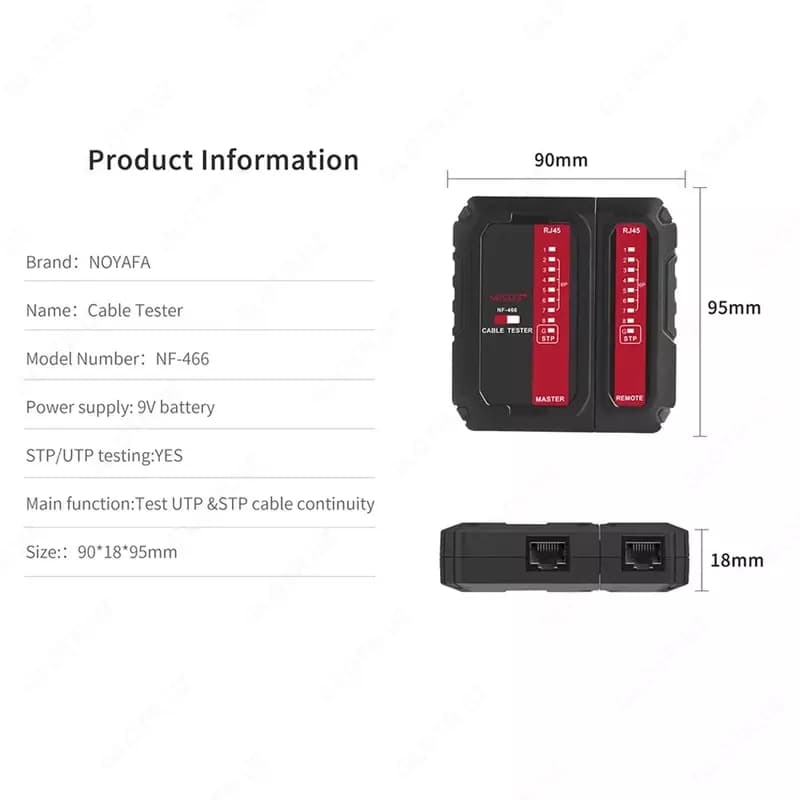 Тестер сетевого кабеля Noyafa NF-466, Lan tester, Ethernet, RG-45 — 3