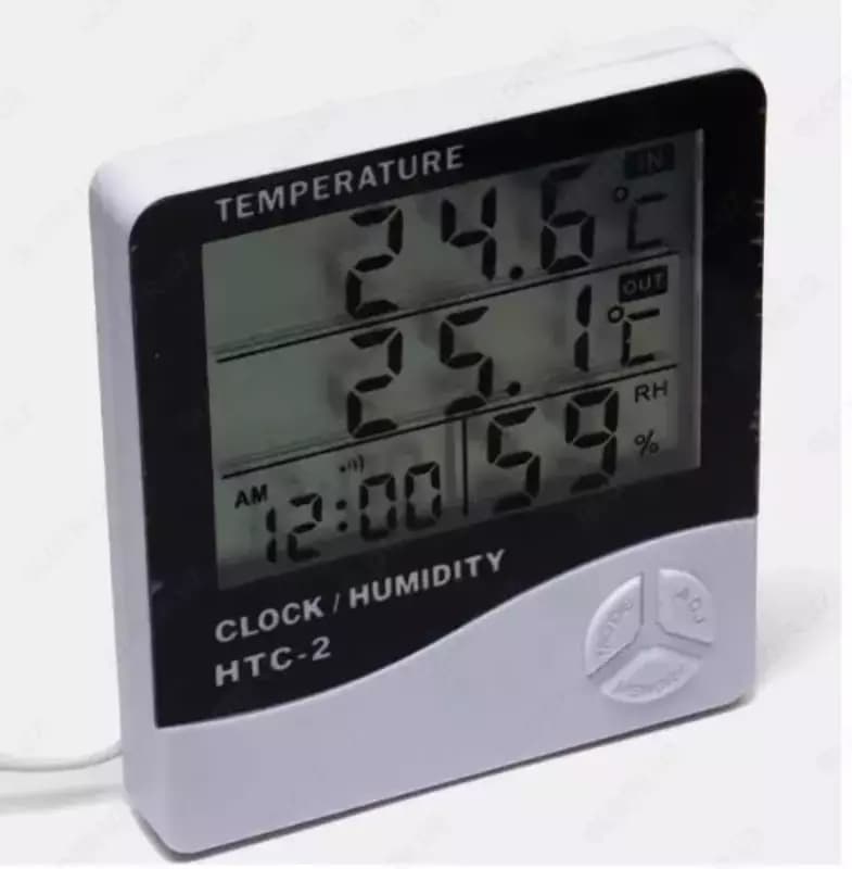 Цифровой термометр-гигрометр HTC-2, часы — 1
