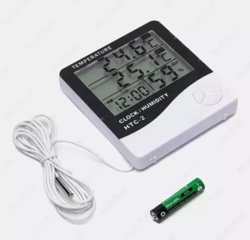 Цифровой термометр-гигрометр HTC-2, часы — 2