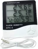 HTC-2 Цифровой Термометр-Гигрометр с LCD дисплеем – Метеостанция для измерения температуры и влажности с внешним датчиком и часами