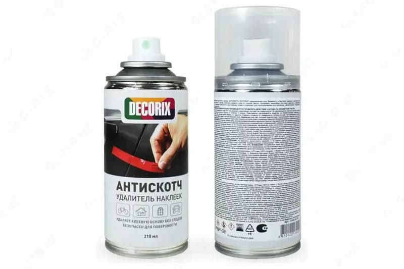 Профессиональный аэрозольный анти-скотч "DECORIX" 0146-03 DХ, удаление наклеек, скребок, 210 мл — 1
