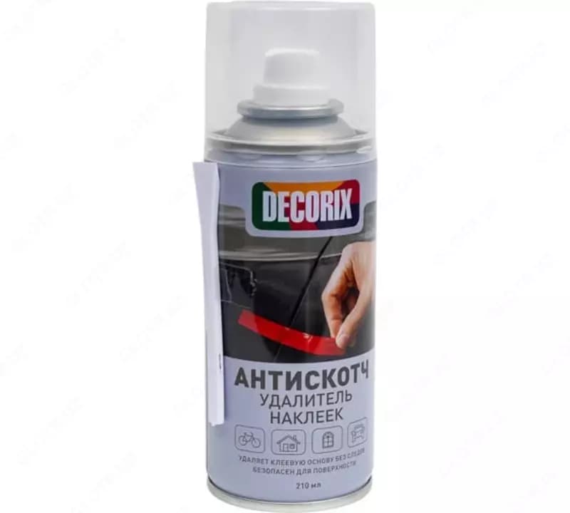 Профессиональный аэрозольный анти-скотч "DECORIX" 0146-03 DХ, удаление наклеек, скребок, 210 мл — 2