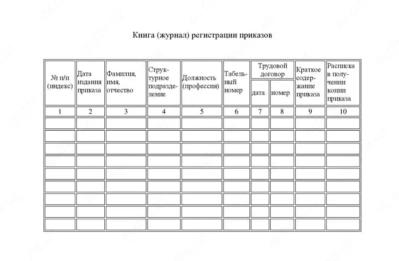 Журнал регистрации приказов — 2