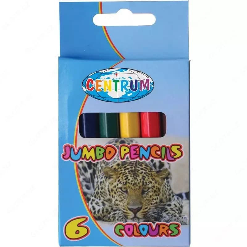 Карандаши цветные JUMBO ZOO, короткие, 6 цветов — 1